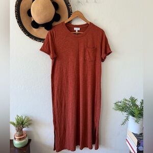 Jessica Simpson Burnt Orange Midi Length Short Sleeve T-Shirt Dress